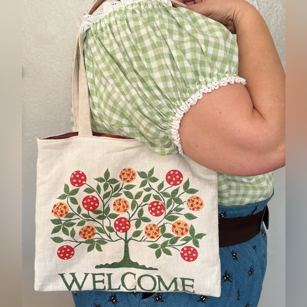 Hand Crafted, Upcycled Linen Book Tote, OOAK